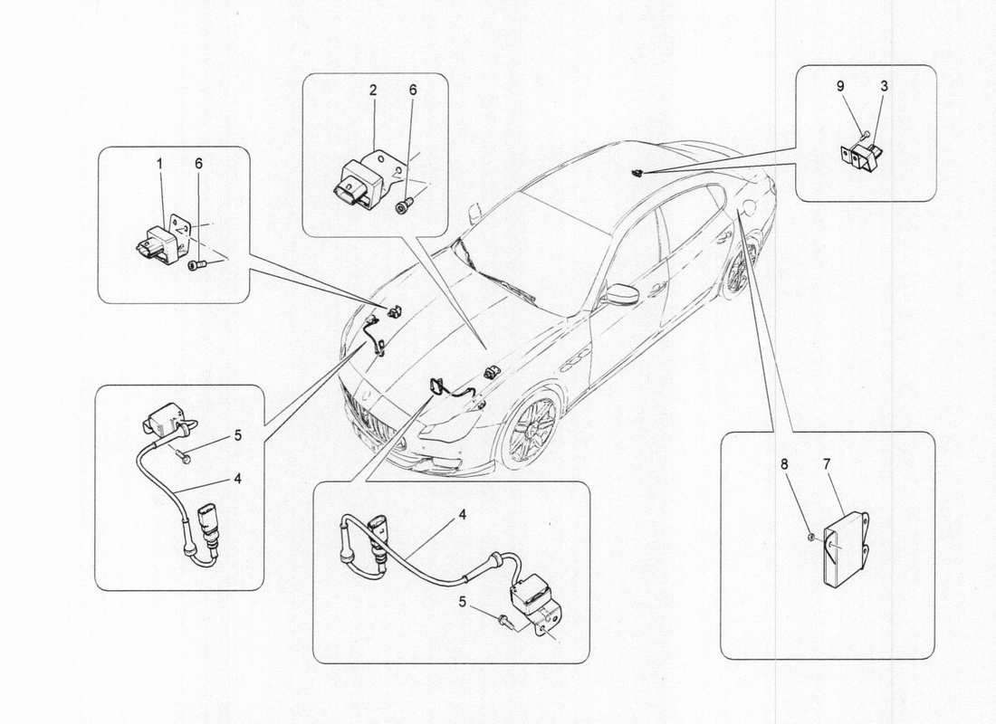 Maserati QTP. V6 3.0 TDS 275bhp 2017 Control electrónico de inyección y motor: suspensión Diagrama de piezas