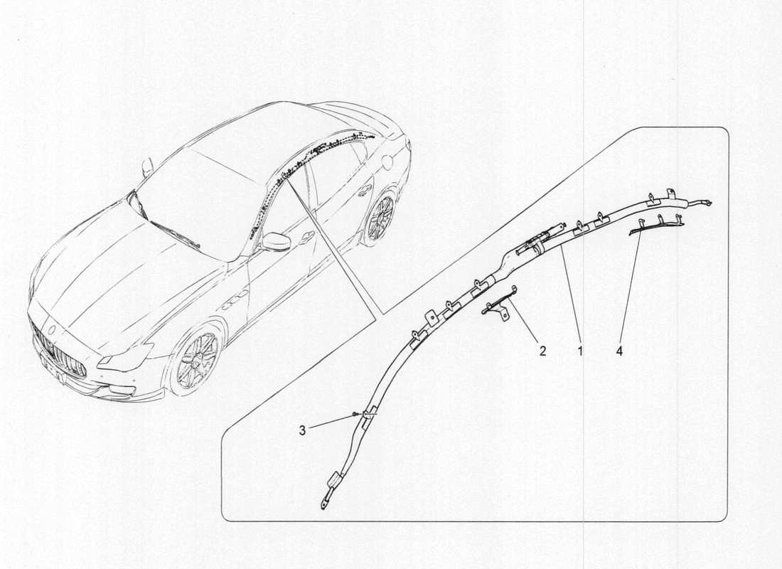 Maserati QTP. V6 3.0 TDS 275bhp 2017 SISTEMA DE BOLSA DE VENTANA Diagrama de piezas