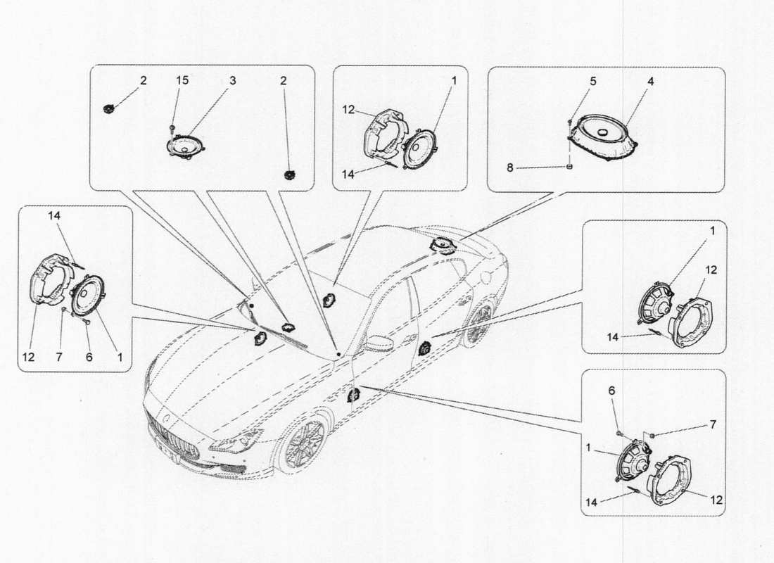 Maserati QTP. V6 3.0 TDS 275bhp 2017 Sistema de sonido Diagrama de piezas