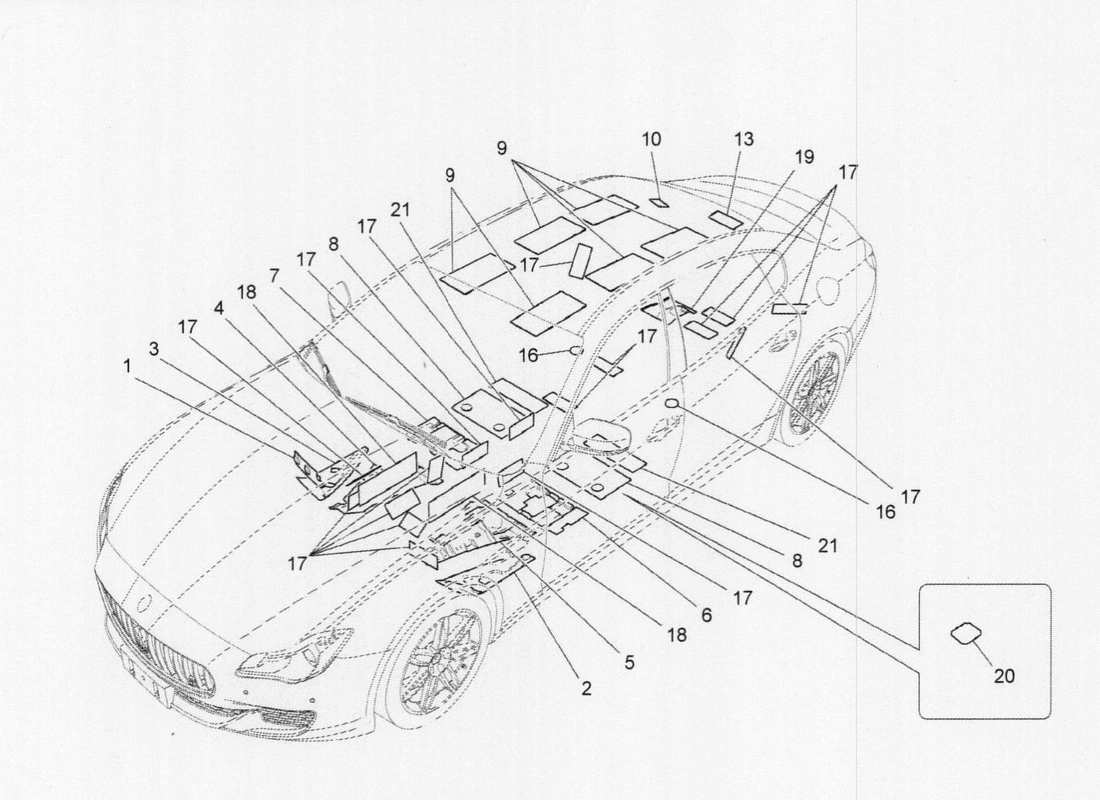 Maserati QTP. V6 3.0 TDS 275bhp 2017 Aislamiento acústico Diagrama de piezas