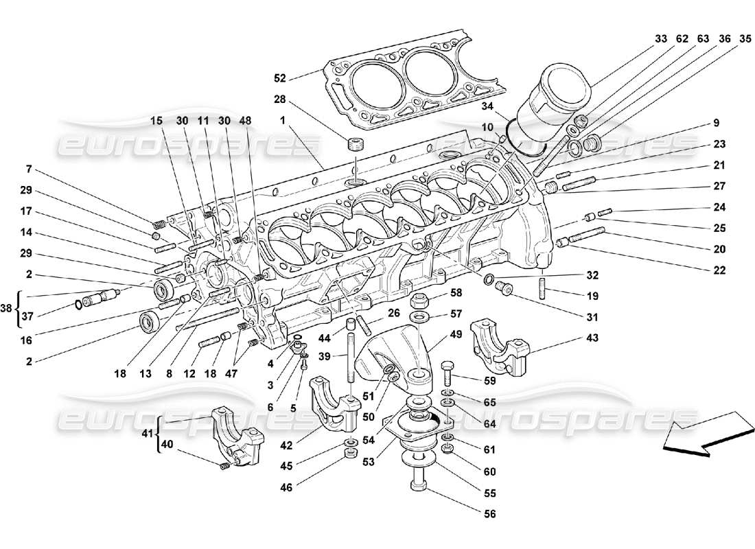 Ferrari 550 Maranello CRANKCASE Diagrama de piezas