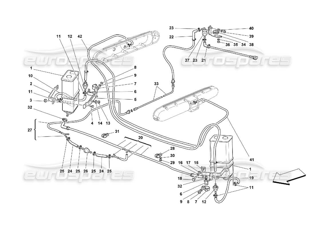 Ferrari 550 Maranello Dispositivo antievaporación: no para EE. UU. MY 99, EE. UU. MY 2000, CDN MY 99 y CDN MY 2000 Diagrama de piezas