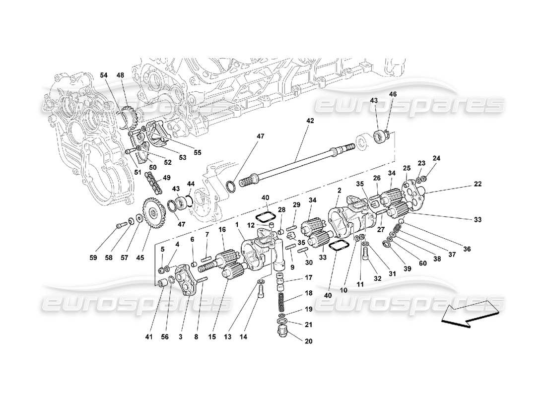 Ferrari 550 Maranello Lubricación - Bombas de aceite Diagrama de piezas