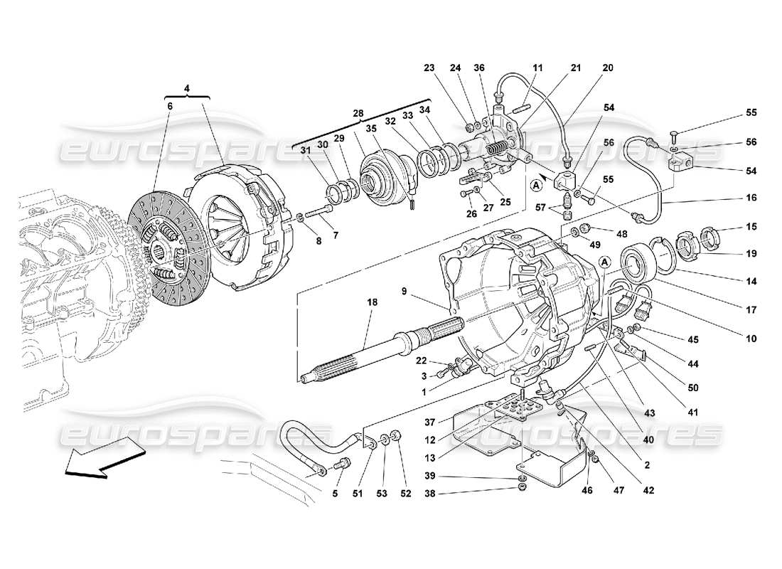 Ferrari 550 Maranello Embrague - Controles Diagrama de piezas