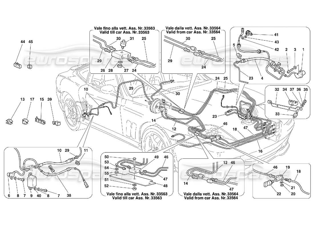 Ferrari 550 Maranello Sistema de frenos -Válido para GD Diagrama de piezas