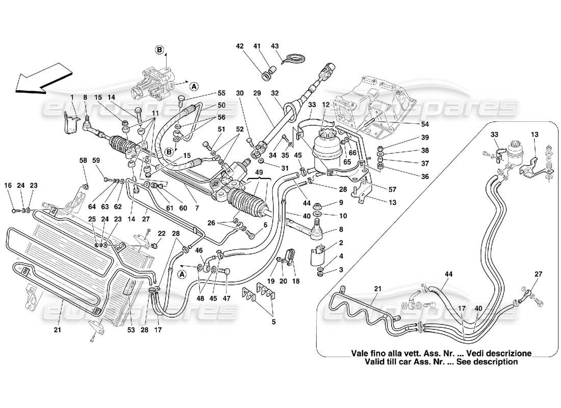 Ferrari 550 Maranello Hydraulic Steering Box and Serpentine Diagrama de piezas