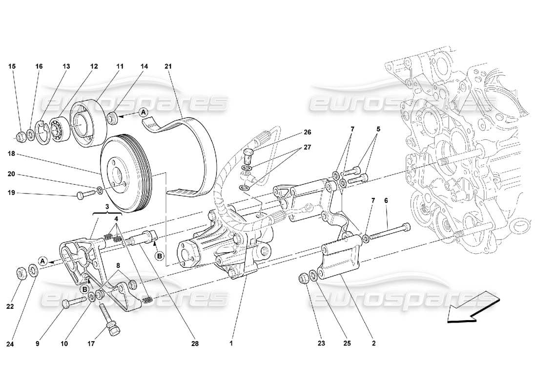 Ferrari 550 Maranello Bombas de dirección hidráulica Diagrama de piezas