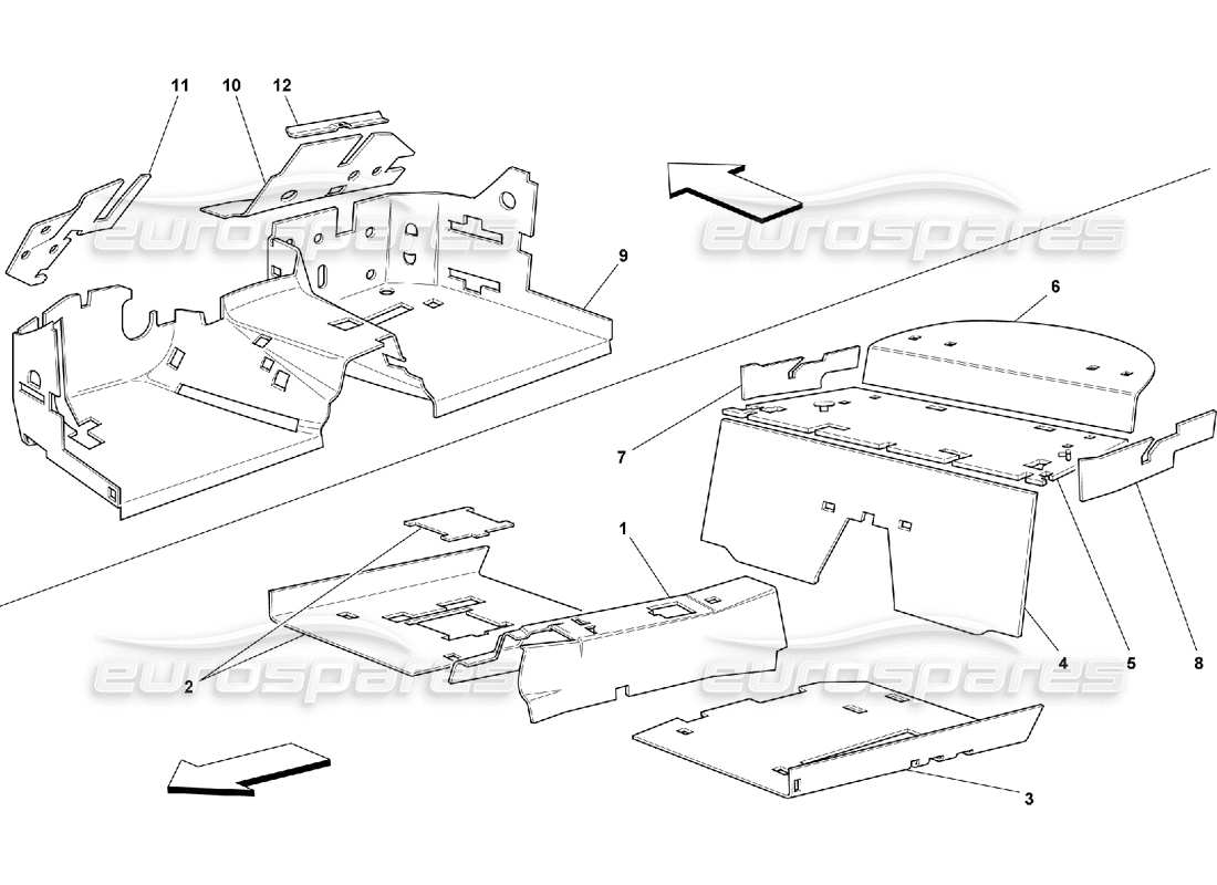 Ferrari 550 Maranello Aislamientos del compartimiento de pasajeros - No para GD Diagrama de piezas