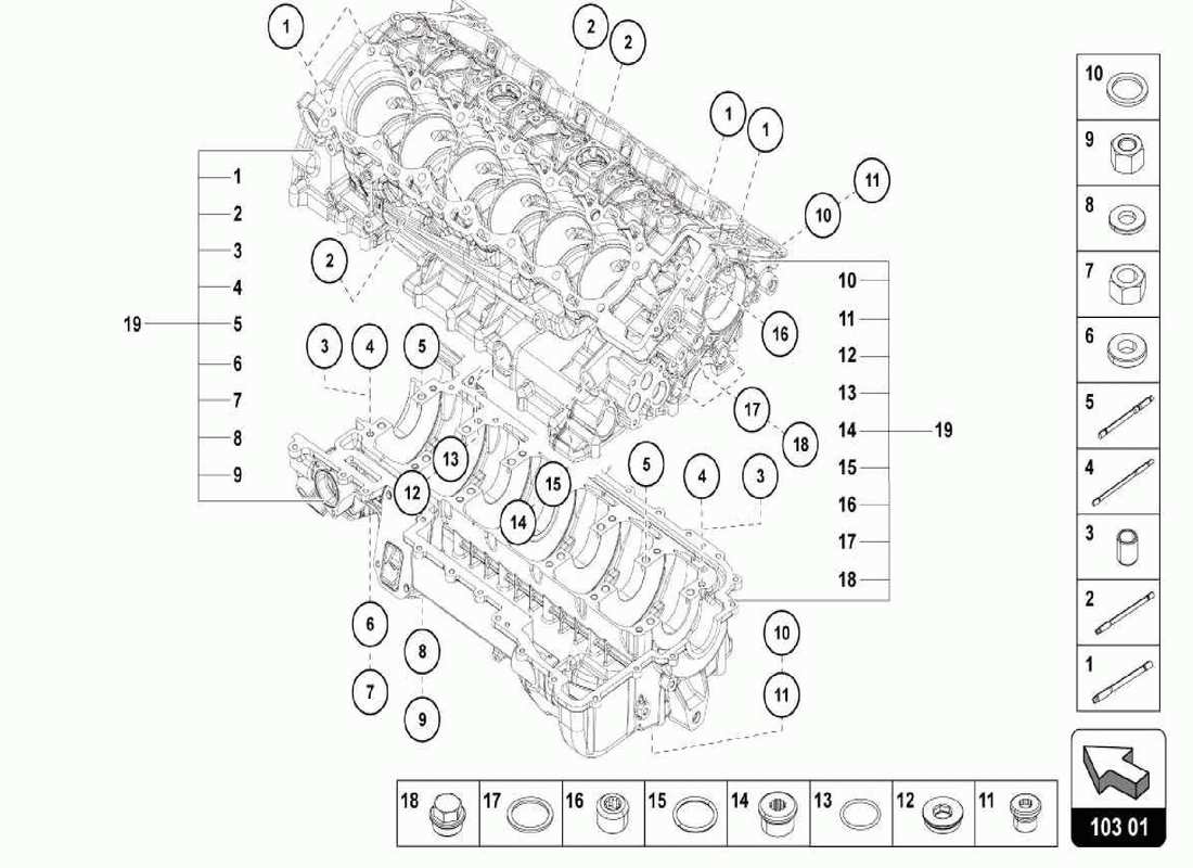 Lamborghini Centenario Spider MOTOR Diagrama de piezas