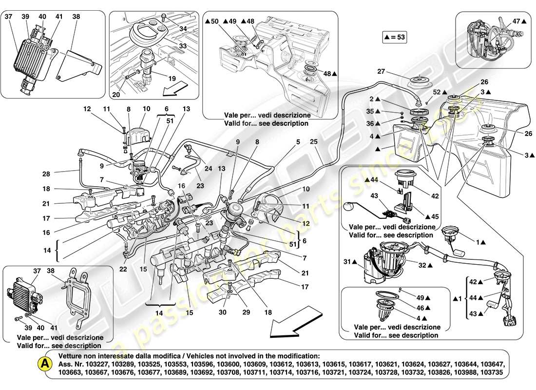 Ferrari California (Europa) BOMBA DE COMBUSTIBLE Y TUBOS CONECTORES Diagrama de piezas