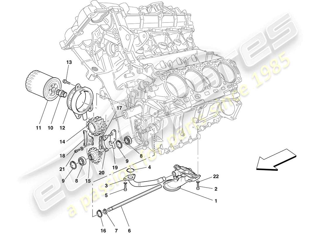Ferrari California (Europa) LUBRICATION: PUMP AND FILTER Diagrama de piezas