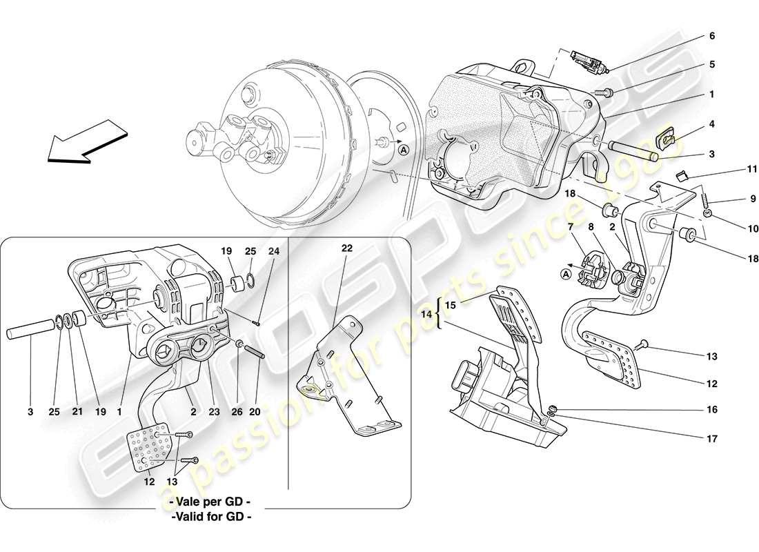 Ferrari California (Europa) MONTAJE COMPLETO DEL PEDAL Diagrama de piezas