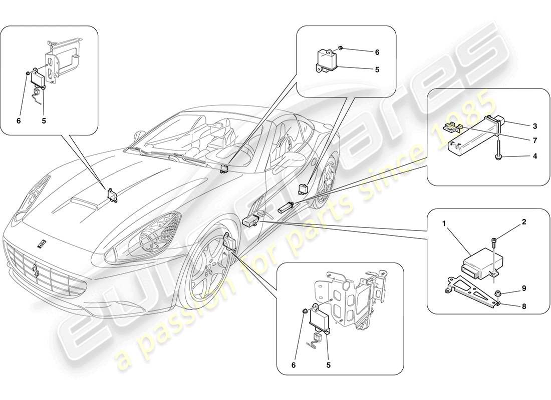Ferrari California (Europa) sistema de control de presión de neumáticos Diagrama de piezas