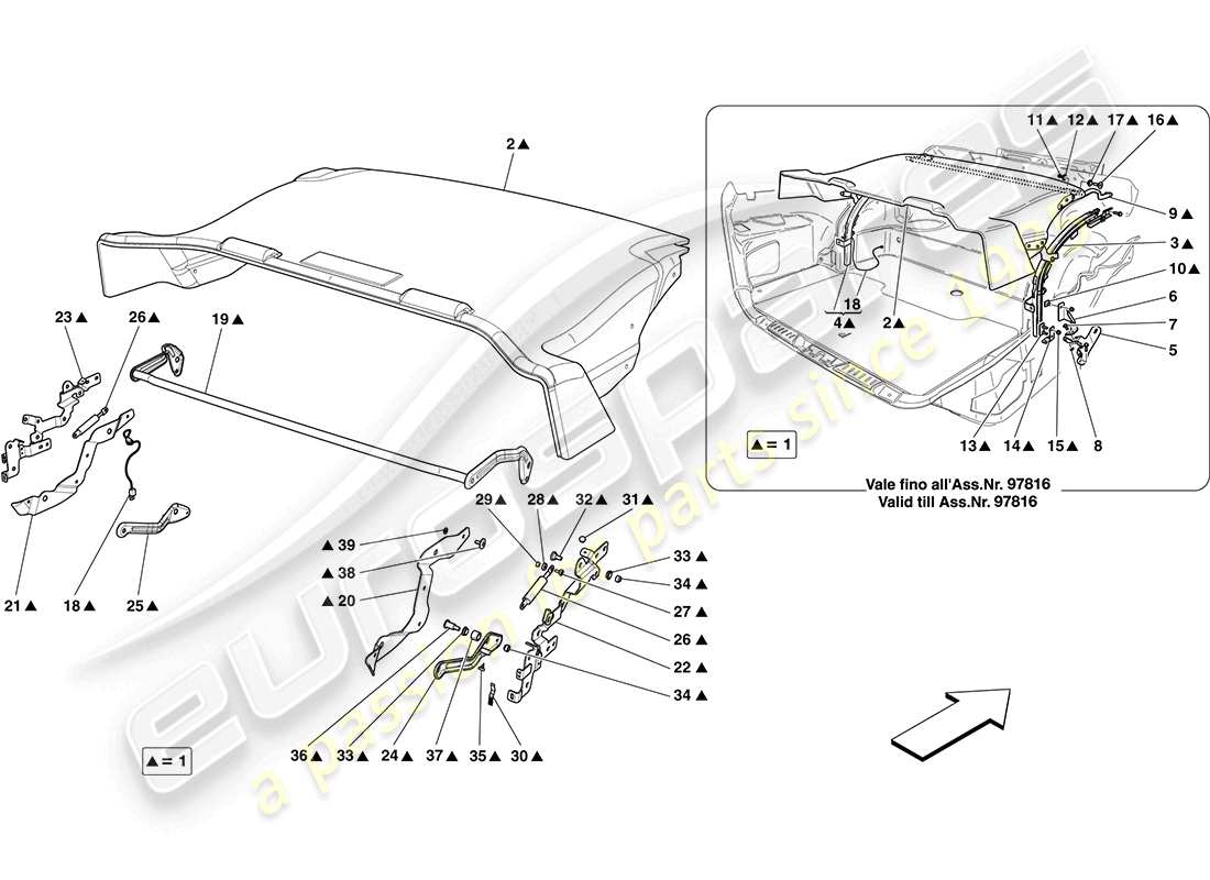 Ferrari California (Europa) ALFOMBRILLAS PARA MALETERO Diagrama de piezas