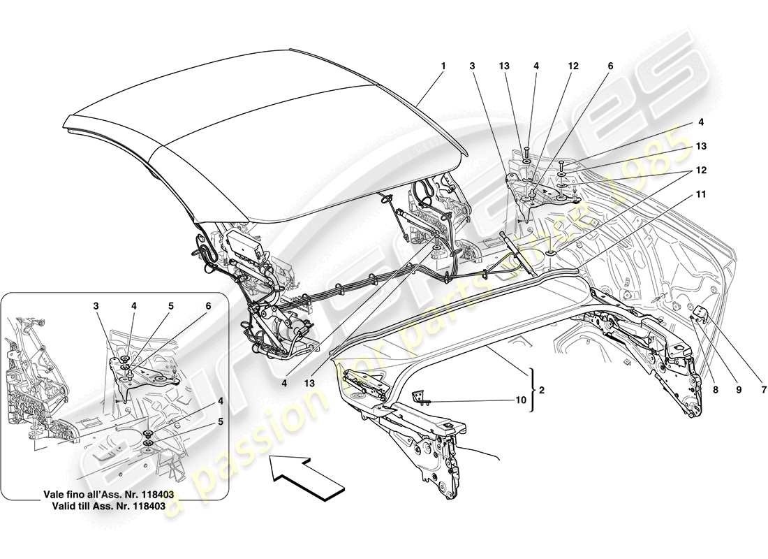 Ferrari California (Europa) TECHO ELÉCTRICO: ESTRUCTURA Diagrama de piezas