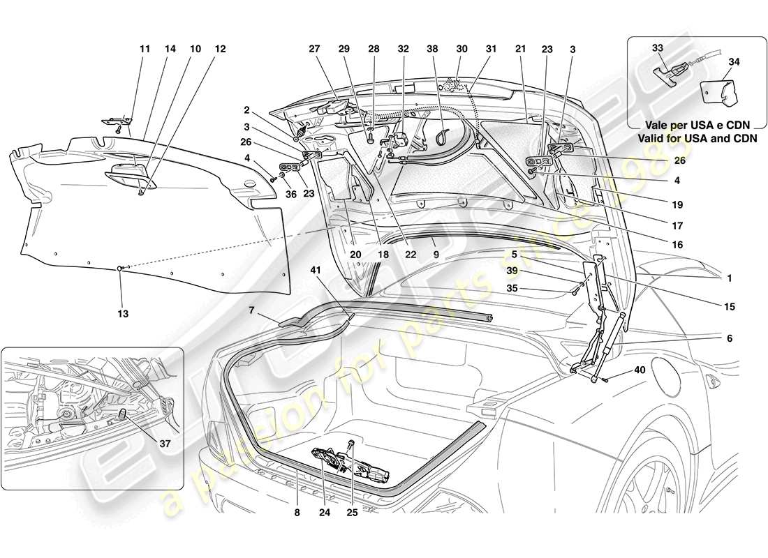 Ferrari California (Europa) rear lid Diagrama de piezas