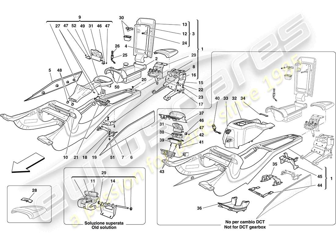 Ferrari California (Europa) TÚNEL CENTRAL Y UNIDAD DE ACCESORIOS Diagrama de piezas