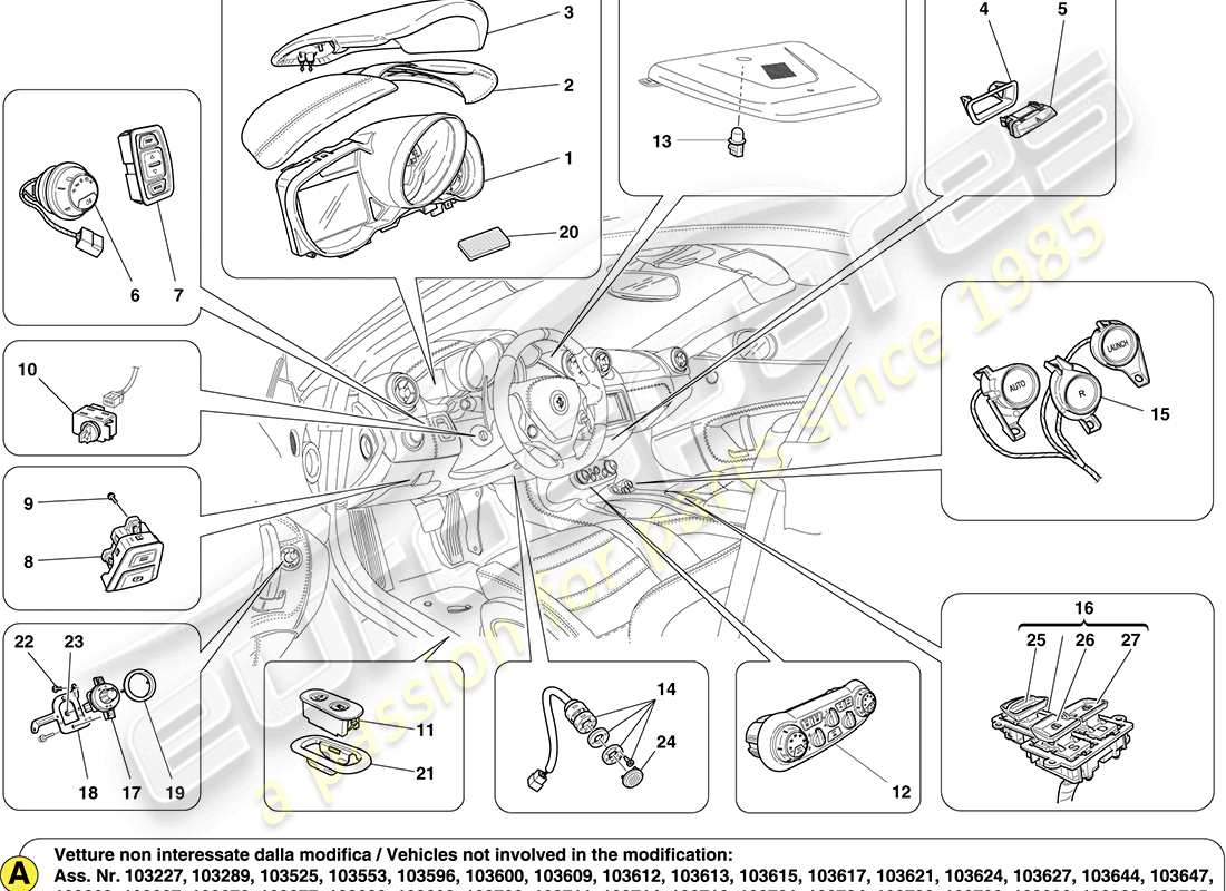 Ferrari California (Europa) SERVICIOS DEL HABITÁCULO INTERIOR Diagrama de piezas
