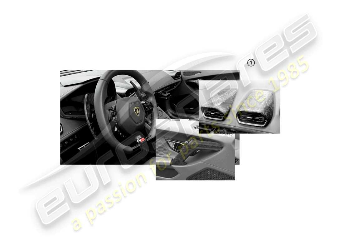 Lamborghini Huracan LP580-2 Spyder (Accesorios) JUEGO DE DECORACIÓN PARA CONSOLA CENTRAL E INTERIORES DE PUERTAS Diagrama de piezas