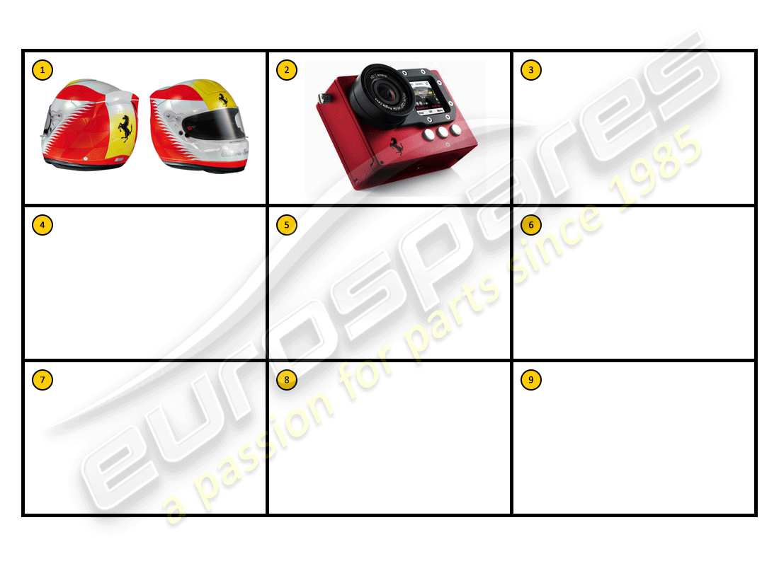 Ferrari California (Accesorios) Carreras - Generalidades Diagrama de piezas