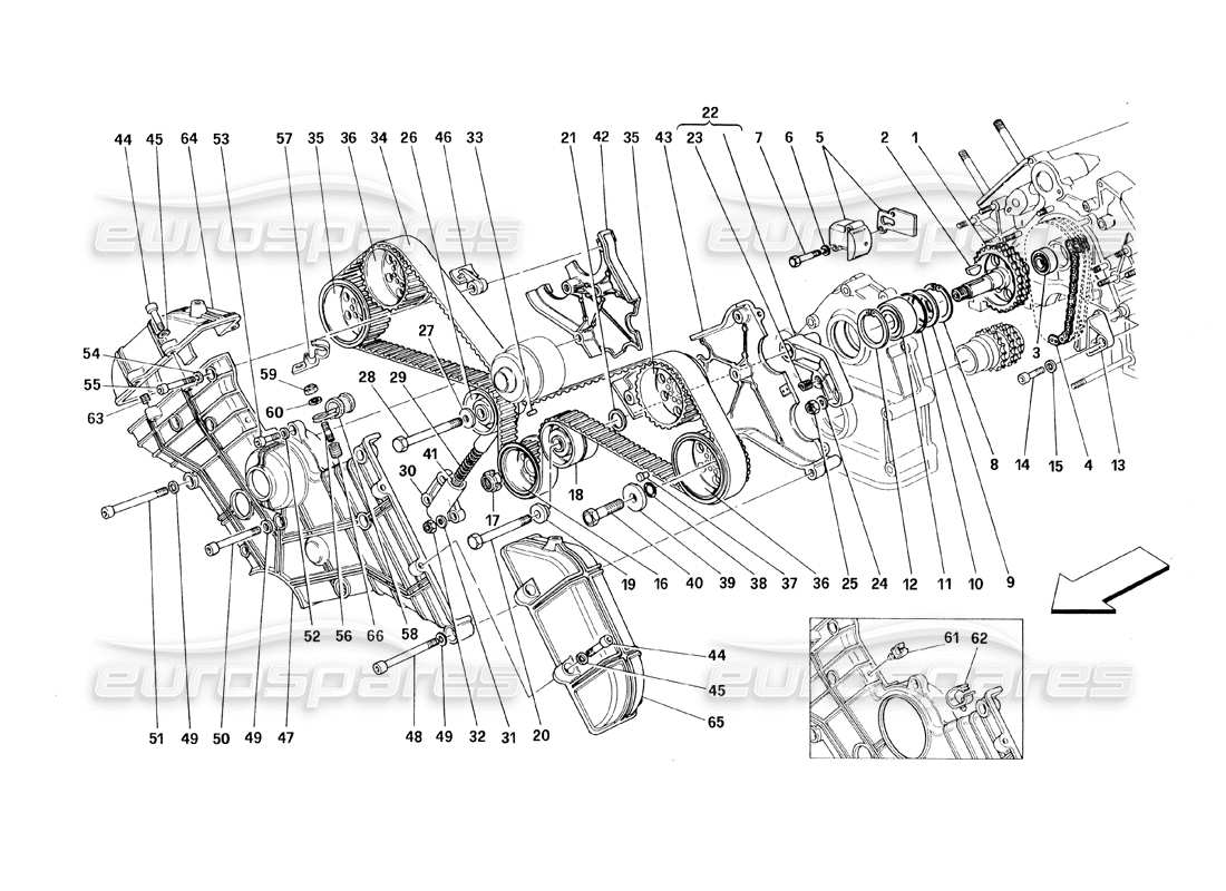 Ferrari 348 (1993) TB / TS Sincronización - Controles Diagrama de piezas