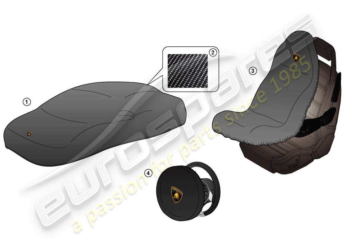 Lamborghini Huracan Performante Coupe (Accesorios) PROTECTOR Diagrama de piezas