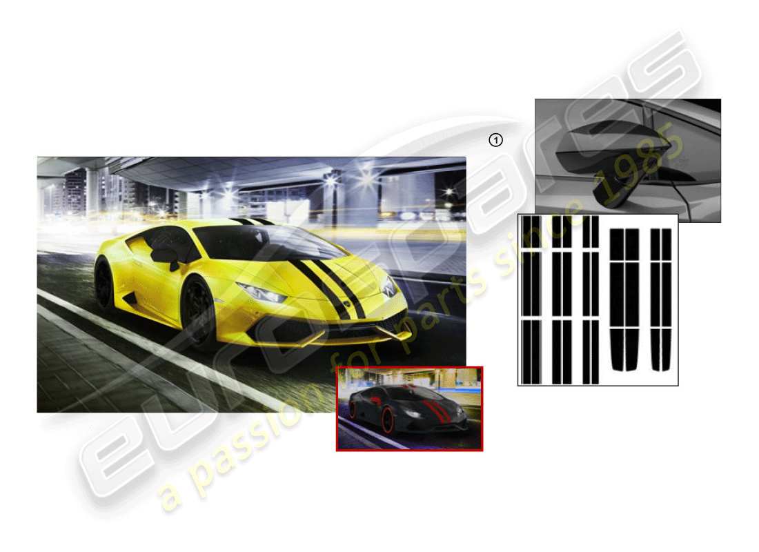 Lamborghini Huracan Performante Coupe (Accesorios) CONJUNTO DECORATIVO Diagrama de piezas