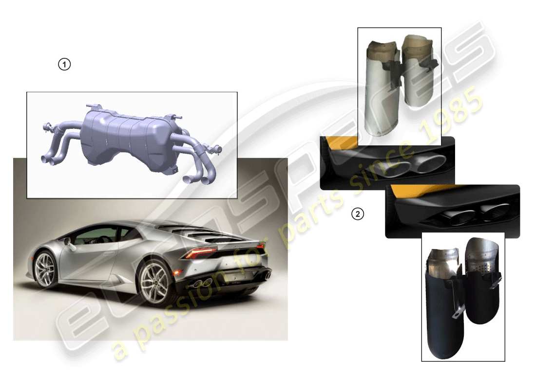Lamborghini Huracan Performante Coupe (Accesorios) SILENCIADOR DEPORTIVO Diagrama de piezas