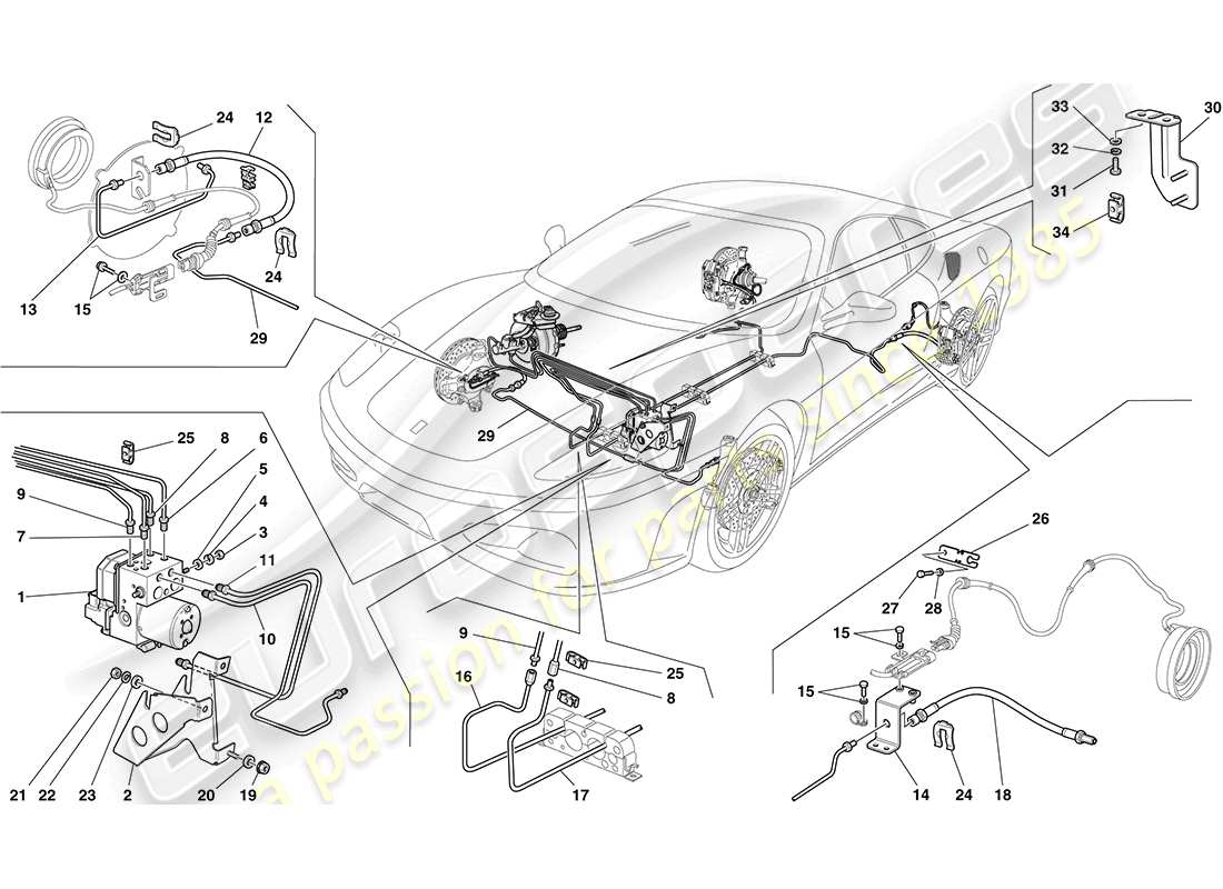 Ferrari F430 Coupé (Europa) Brake System Diagrama de piezas