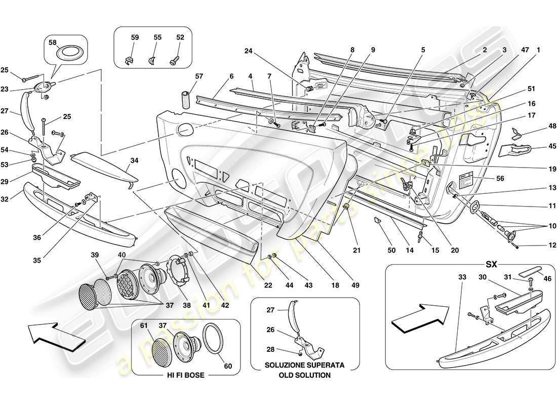 Ferrari F430 Coupé (Europa) PUERTAS - SUBESTRUCTURA Y ACABADOS Diagrama de piezas