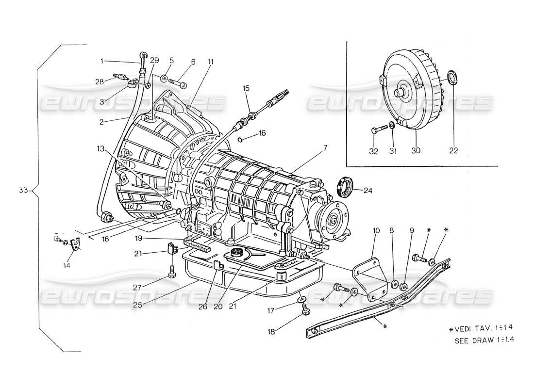Maserati 418 / 4.24v / 430 Aparato mecánico. Trans. Con Convertir...ZF-4HP 22 Diagrama de piezas