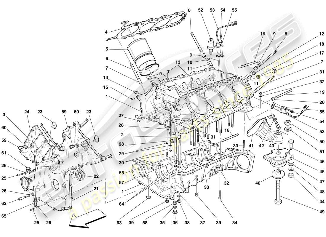 Ferrari F430 Scuderia Spider 16M (RHD) CRANKCASE Diagrama de piezas