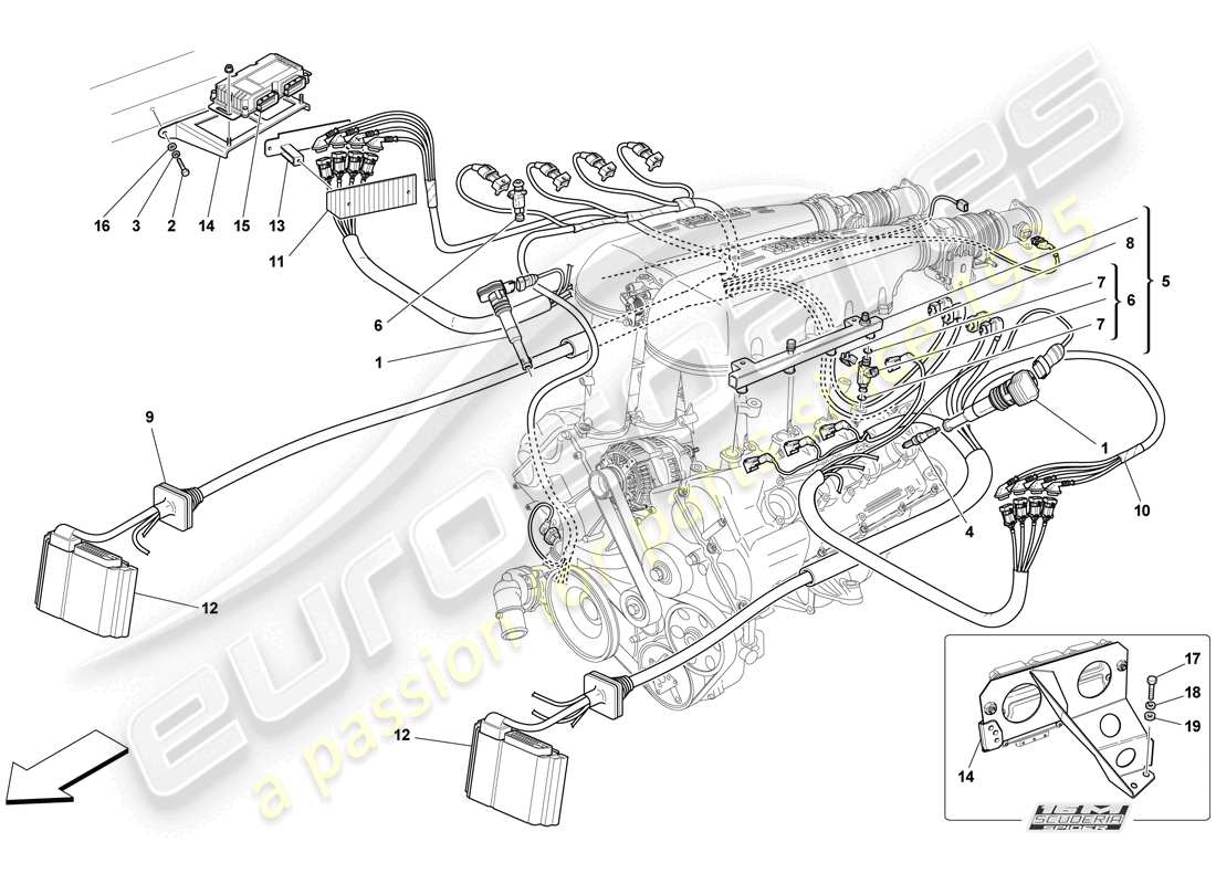 Ferrari F430 Scuderia Spider 16M (RHD) INYECCIÓN - SISTEMA DE ENCENDIDO Diagrama de piezas