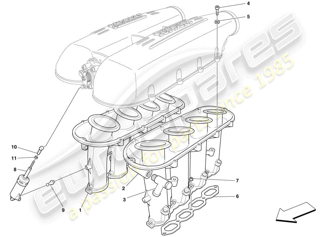 Ferrari F430 Scuderia Spider 16M (RHD) COLECTOR DE ADMISIÓN Diagrama de piezas