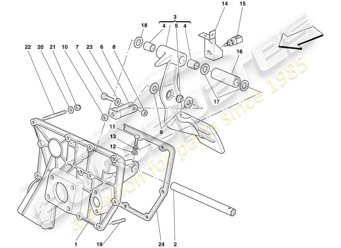Ferrari F430 Scuderia Spider 16M (RHD) pedalera Diagrama de piezas