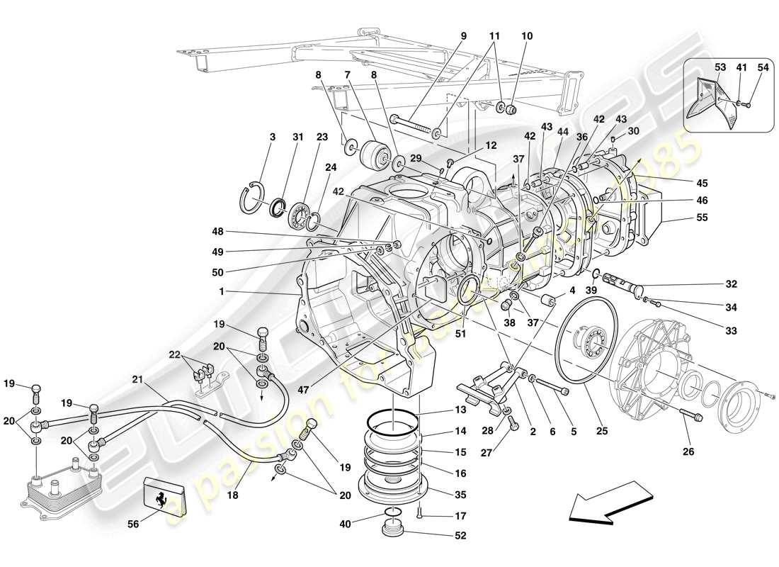 Ferrari F430 Scuderia Spider 16M (RHD) GEARBOX - COVERS Diagrama de piezas