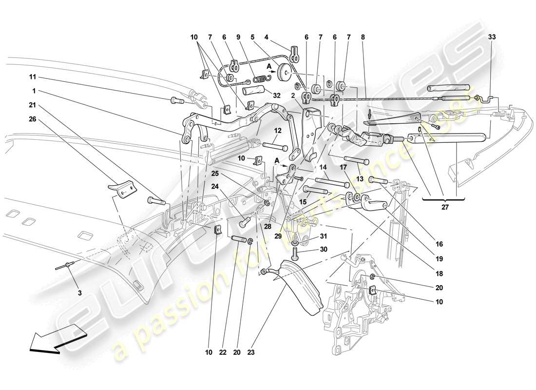 Ferrari F430 Scuderia Spider 16M (RHD) CINEMATICA DEL TECHO - PARTE SUPERIOR Diagrama de piezas