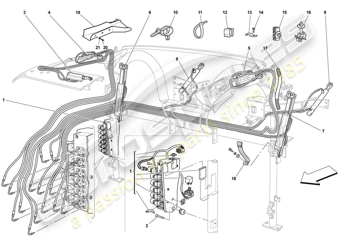 Ferrari F430 Scuderia Spider 16M (RHD) sistema hidráulico y bomba electrohidráulica Diagrama de piezas