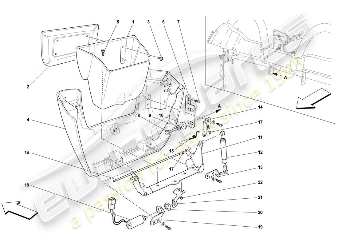 Ferrari F430 Scuderia Spider 16M (RHD) compartimento trasero para guardar objetos Diagrama de piezas