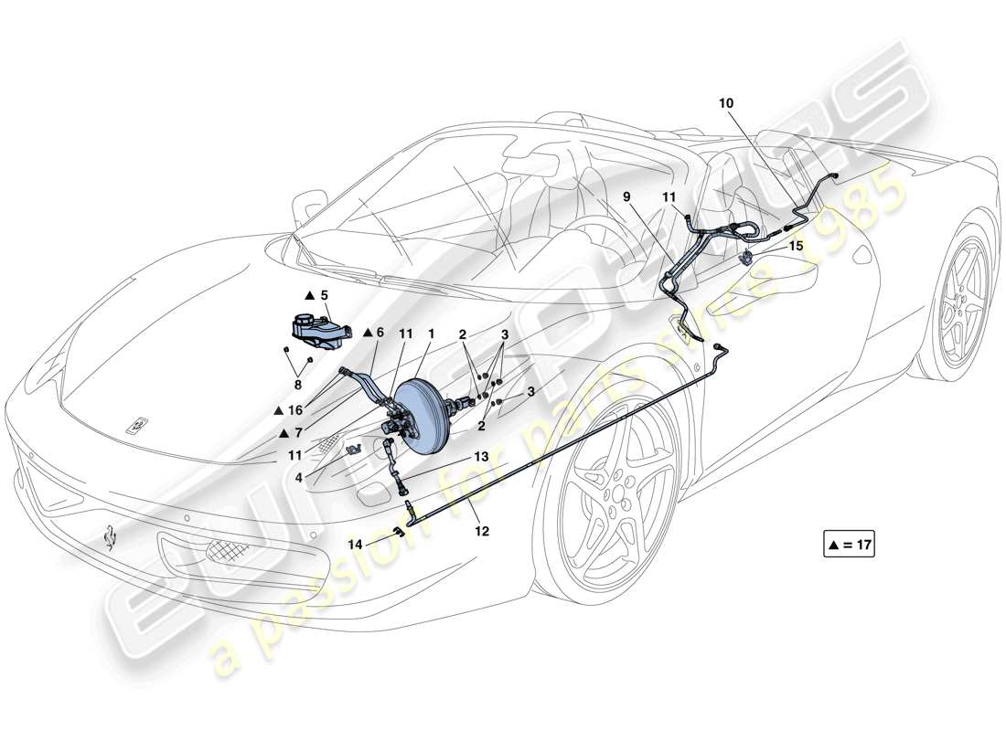 Ferrari 458 Spider (Europa) Sistema de dirección asistida Diagrama de piezas