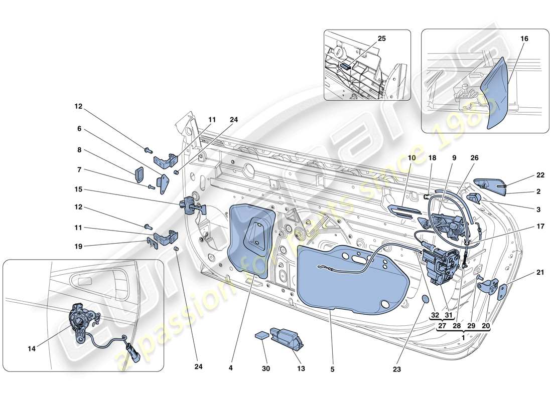 Ferrari 458 Spider (Europa) PUERTAS - MECANISMO DE APERTURA Y BISAGRAS Diagrama de piezas