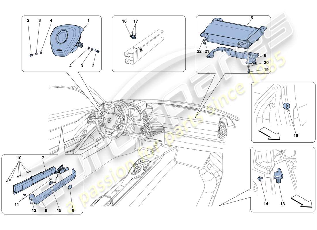 Ferrari 458 Spider (Europa) BOLSAS DE AIRE Diagrama de piezas