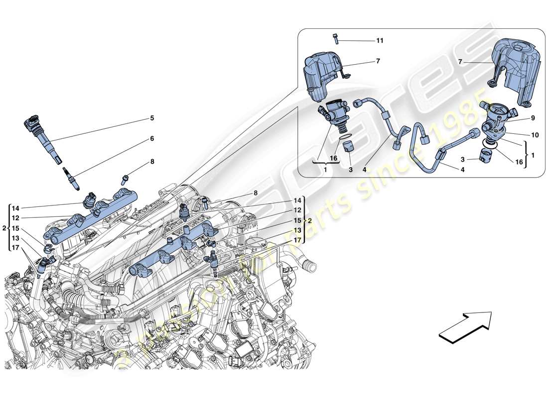 Ferrari California T (Europa) INYECCIÓN - SISTEMA DE ENCENDIDO Diagrama de piezas
