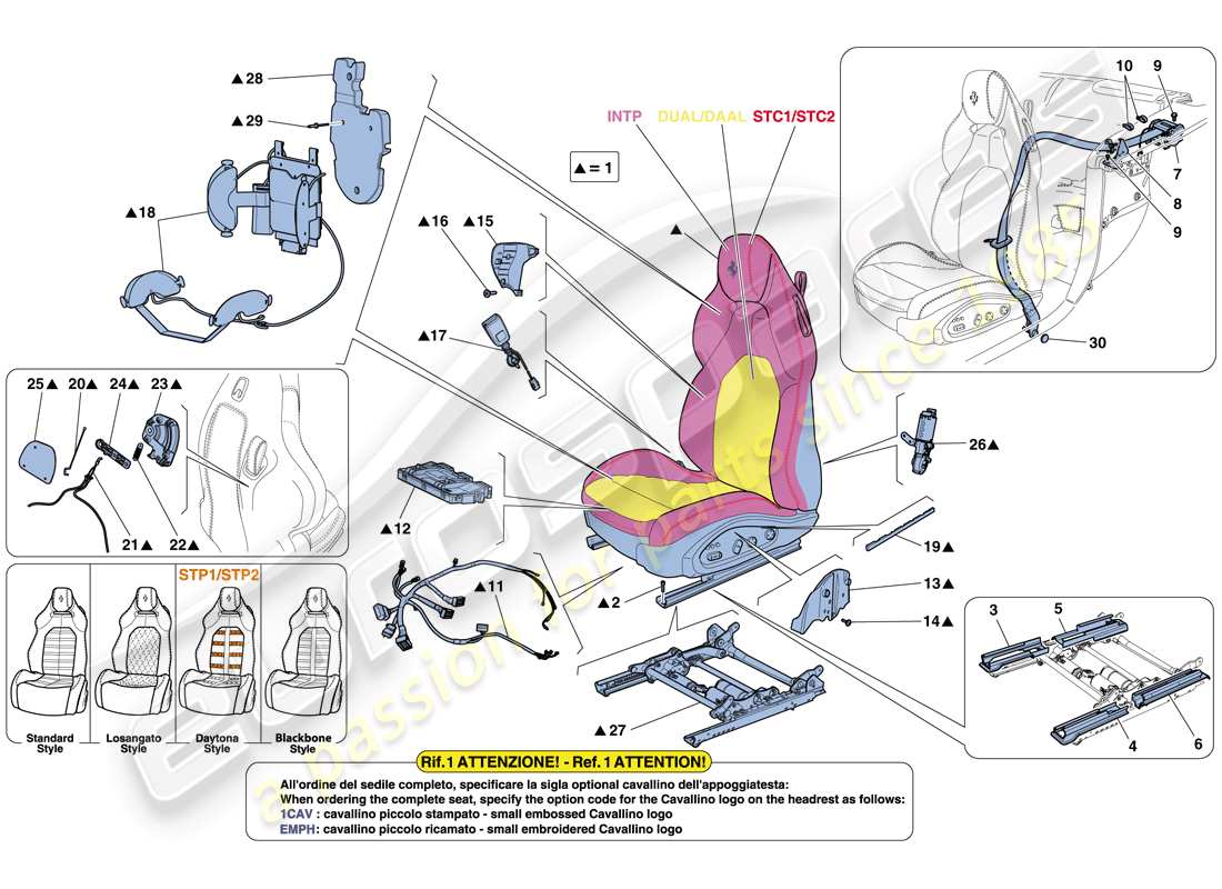 Ferrari California T (Europa) ASIENTO DELANTERO - CINTURONES DE SEGURIDAD Diagrama de piezas