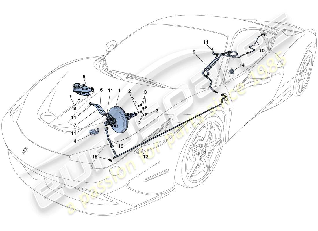 Ferrari 458 Especial (RHD) SISTEMA DE SERVOFRENO Diagrama de piezas