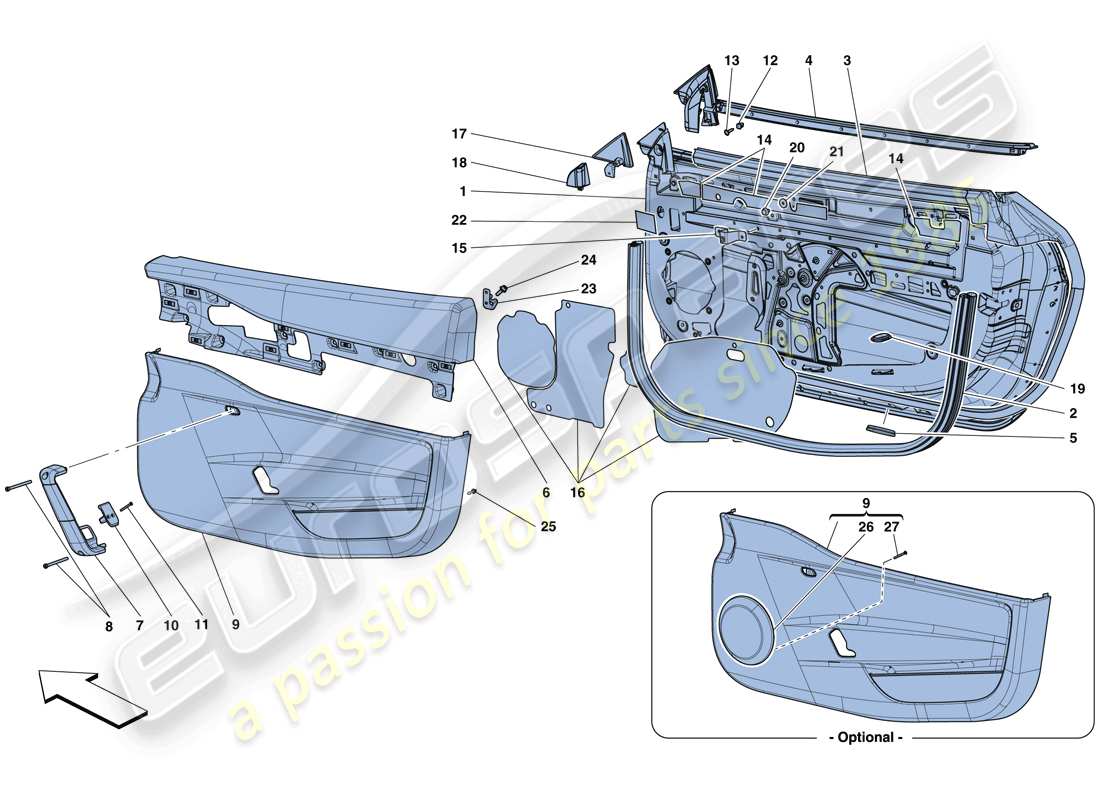 Ferrari 458 Especial (RHD) PUERTAS - SUBESTRUCTURA Y ACABADOS Diagrama de piezas