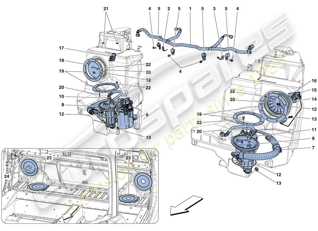 Ferrari 488 GTB (Europa) BOMBAS Y TUBOS DEL SISTEMA DE COMBUSTIBLE Diagrama de piezas