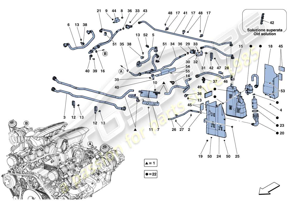 Ferrari 488 GTB (Europa) SISTEMA DE CONTROL DE EMISIONES EVAPORATIVAS Diagrama de piezas