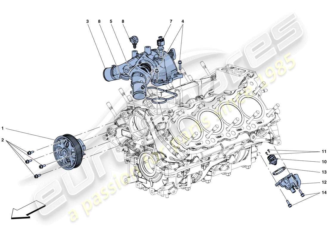 Ferrari 488 GTB (Europa) REFRIGERACIÓN - BOMBA DE AGUA Diagrama de piezas