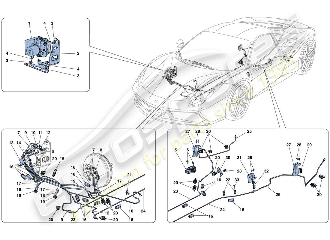 Ferrari 488 GTB (Europa) Brake System Diagrama de piezas